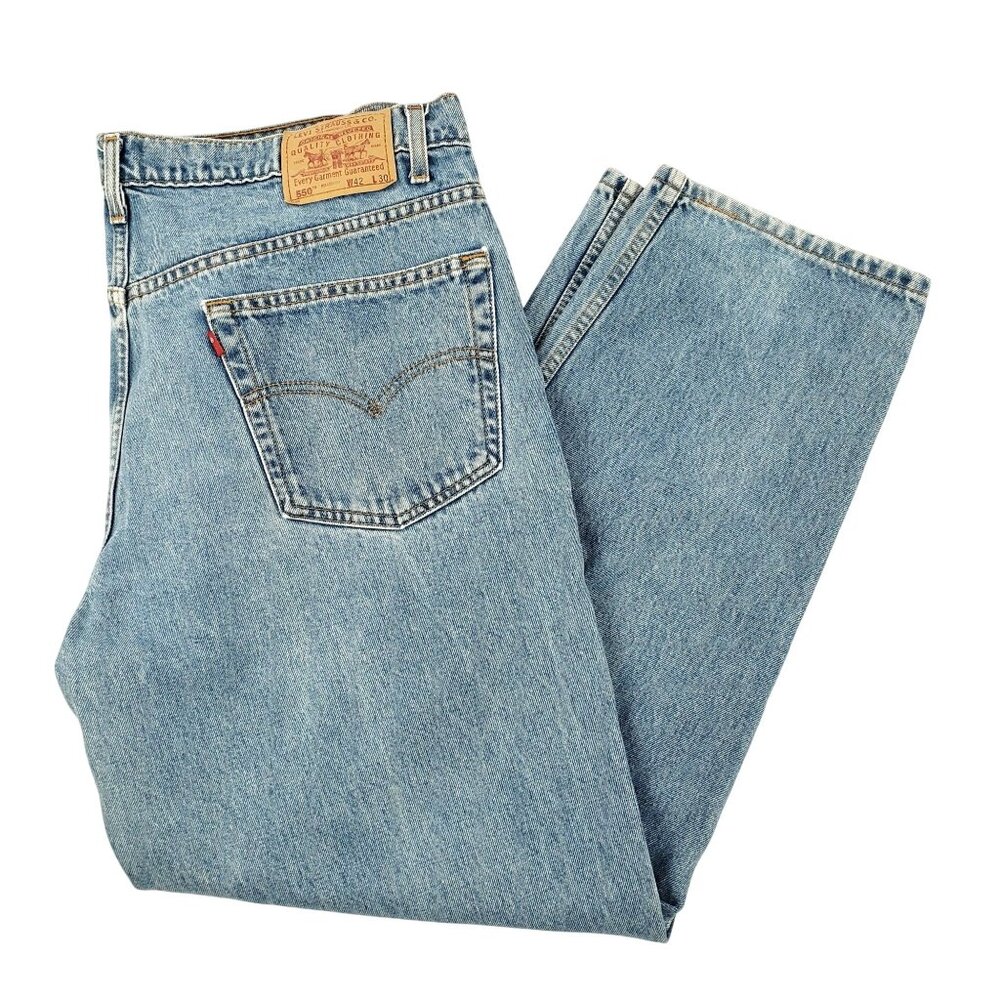 Vintage Levi's 550 Jeans Men Relaxed Tapered Legs Light Wash Y2K 42X30 (40x30)